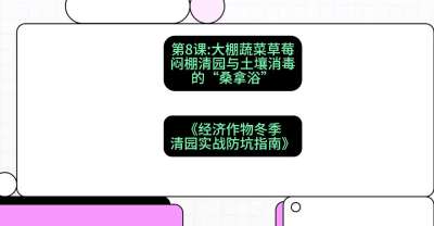 第8节：【大棚蔬菜草莓】闷棚清园与土壤消毒的&ldquo;桑拿浴&rdquo;，课程：《经济作物冬季清园&middot;实战防坑指南》#识农AI